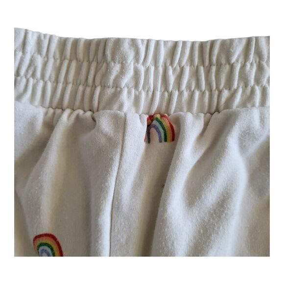 Spiritual Gangster Small Mini Shorts White with Rainbow Print Track Leisure - Picture 6 of 10